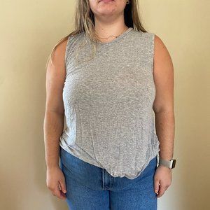 Gray muscle tank with rouching detail